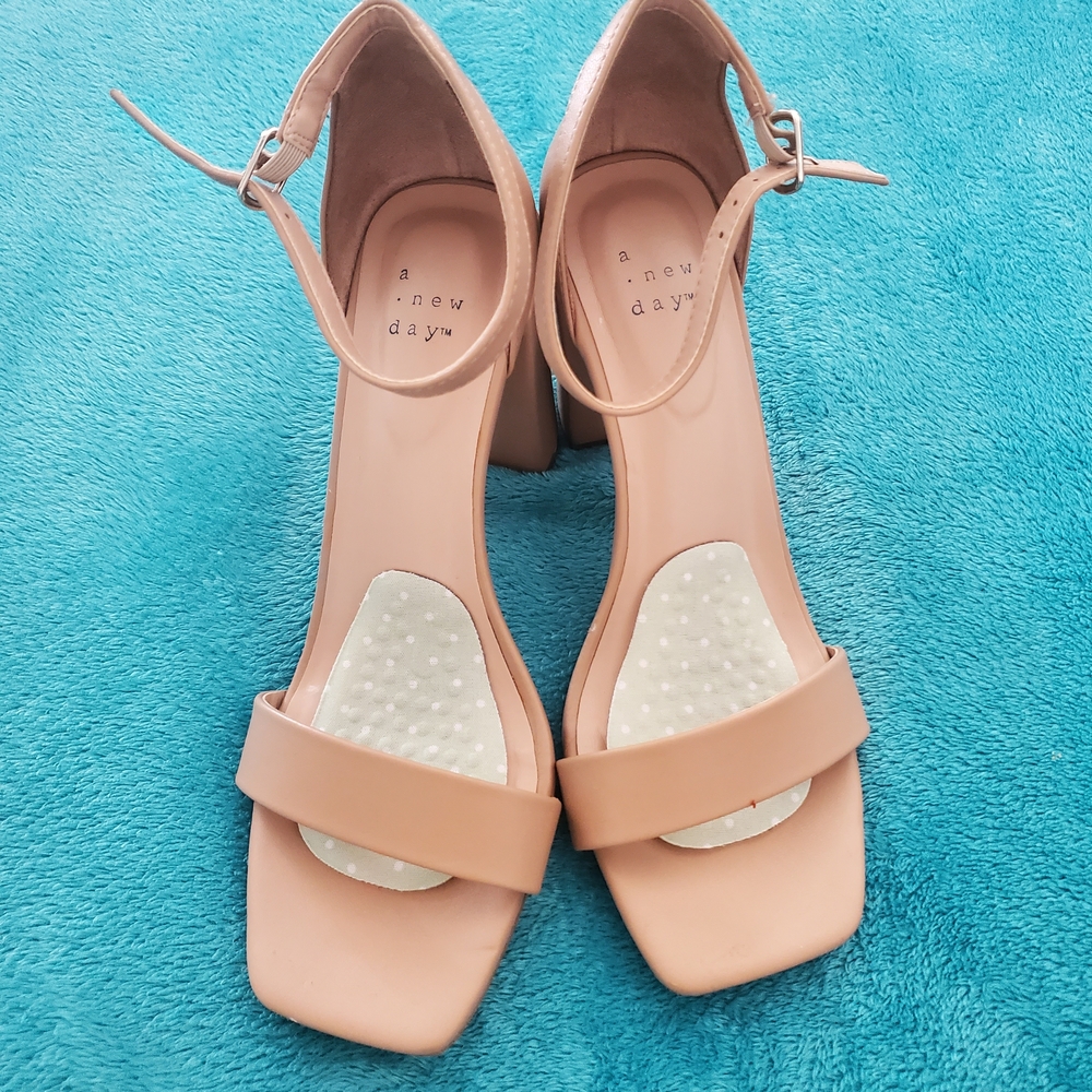 a new day Blush Pink Block Heel Sandals with Ankle Strap